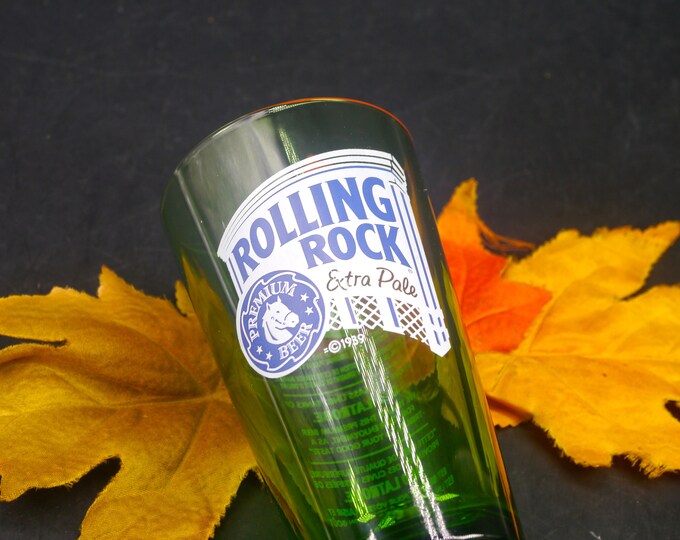 Rolling Rock Breweries | Latrobe Extra Pale Premium Beer green etched-glass pint glass. Sold individually.