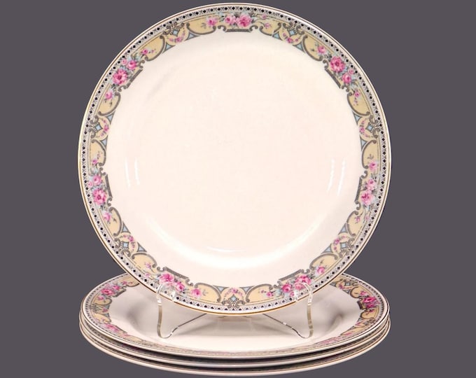 Four antique Edwardian Age Johnson Brothers JB749 salad plates made in England.
