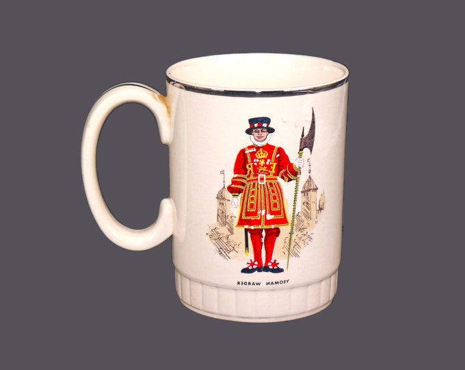 Palissy Pottery Yeoman Warder large handled stein. Halcyon Days series made in England. Flaws (see below).