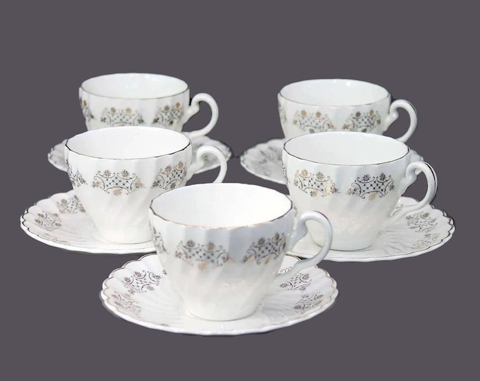Five Johnson Brothers JB569 | Sovereign Potters Nocturne cup and saucer sets. Orphan saucers also available.