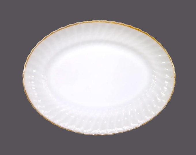 Anchor Hocking | Fire King Golden Shell large 15" meat or turkey platter made in the USA. Gold and white milk glass.