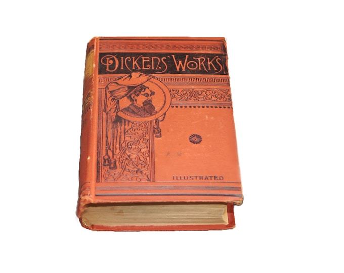 Antiquarian illustrated hard cover book Dickens Works published Hurst & Co NY. Oliver Twist, American Notes, Pictures from Italy.