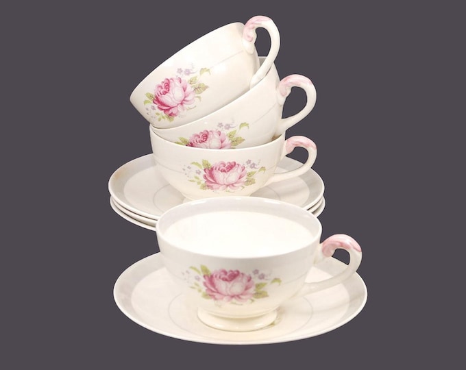 Four Myott Admiration cup and saucer sets made in England.