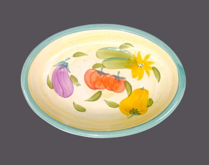 Vintage Stovit oval pasta serving bowl made in Italy. Eggplants, tomatoes, other vegetables.