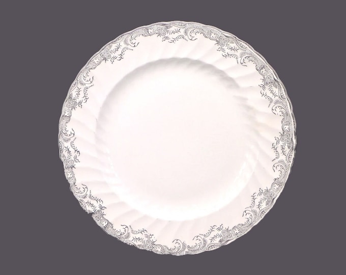 Washington Pottery Silverlea dinner plate made in England. Platinum florals. Sold individually.