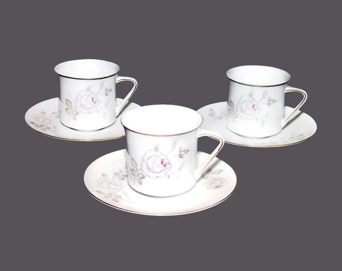 Three Johann Haviland Sweetheart Rose cup and saucer sets made in Germany.