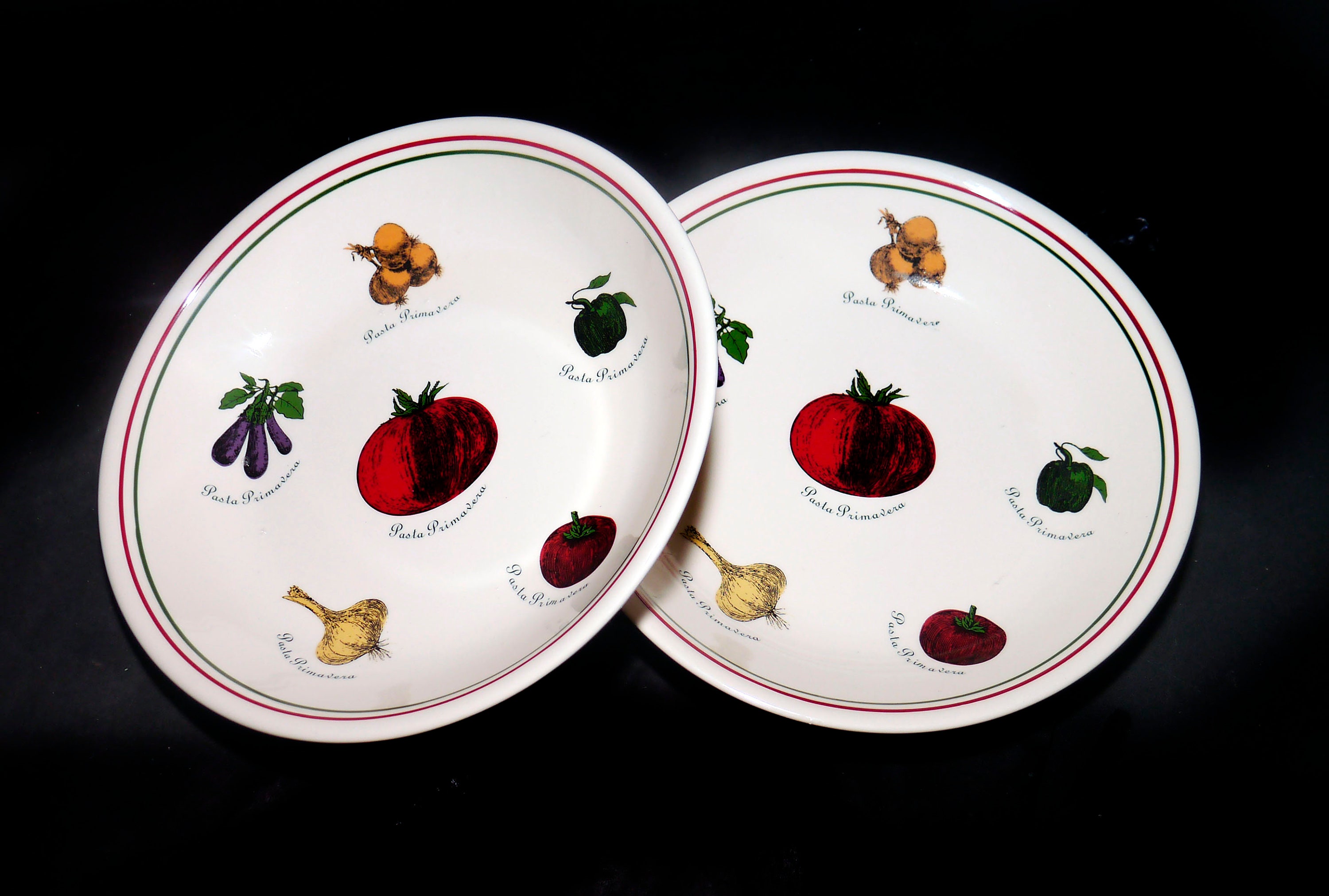 Pair of Certified International Pasta Primavera individual pasta bowls