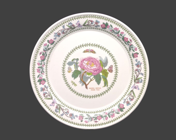 Portmeirion Botanic Garden Variations Shrubby Peony | Paeonia Moutan dinner plate made in England. Flaws (see below).