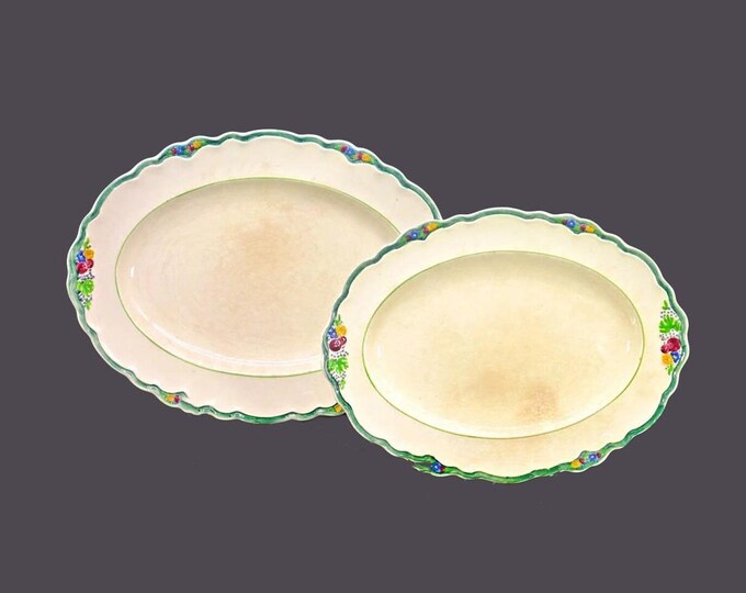 Pair of Old Hall | Crown Ducal | Richardson Doris Green platters. Charlotte Rhead design made in England. Flaws.
