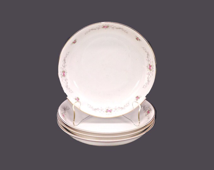 Four Fine China of Japan Rosedale coupe soup bowls. Pink rose sprays.