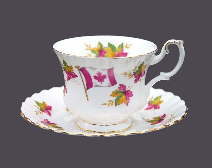 Royal Albert Canadiana Canada From Sea to Sea bone china tea set made in England. Canadian flag, maple leaves.