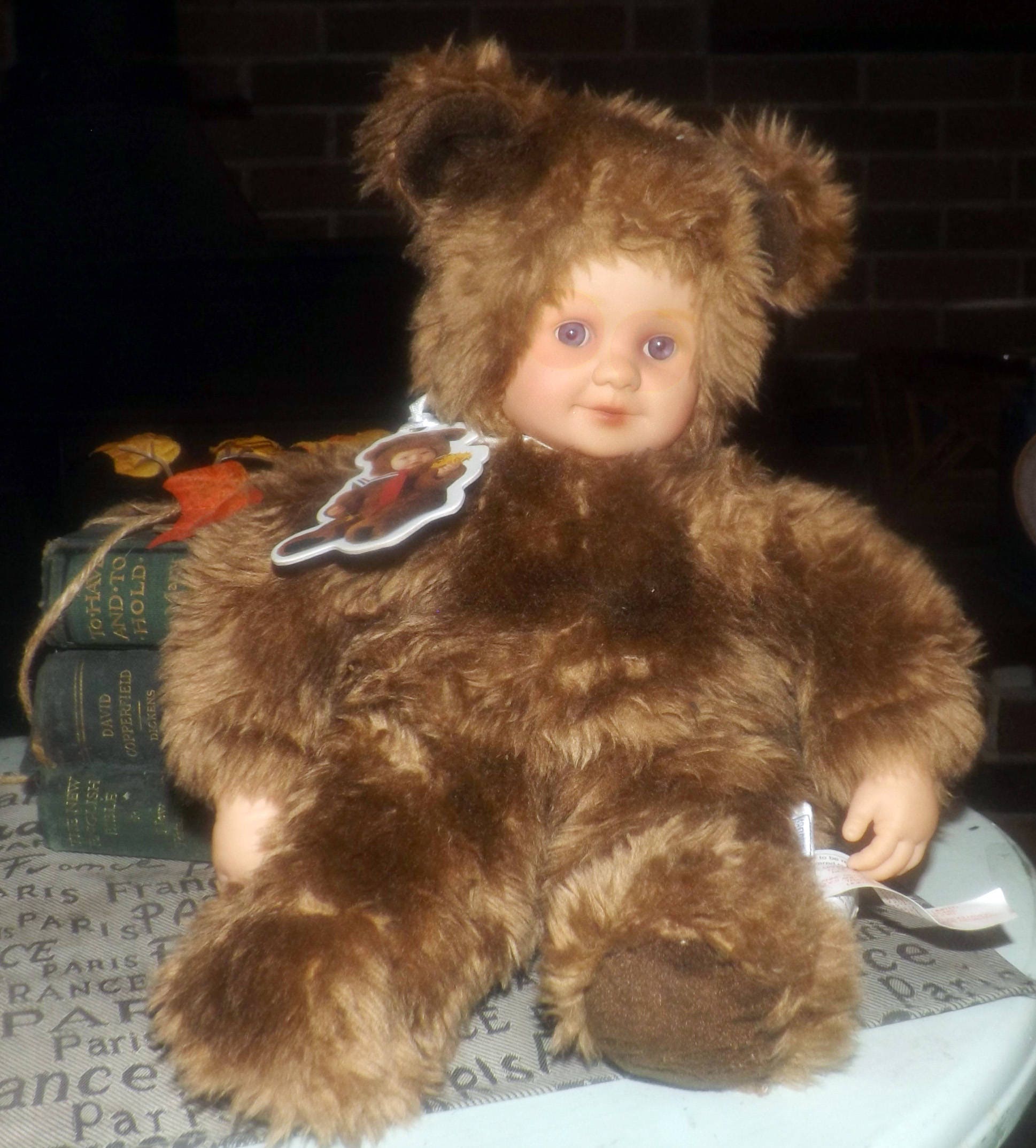 teddy bear with porcelain face