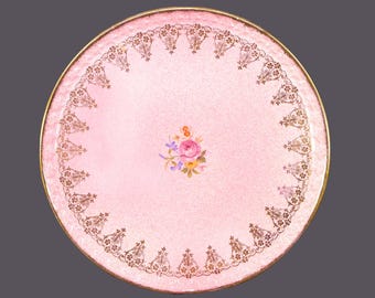 Vintage Herbert Aynsley HAY32 Pink round cake serving platter made England.