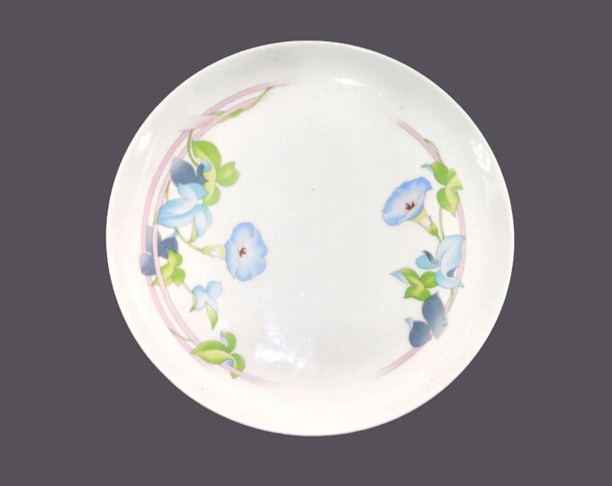 Vintage Toscany Westbury footed cake stand made in Japan. Blue, green flowers.