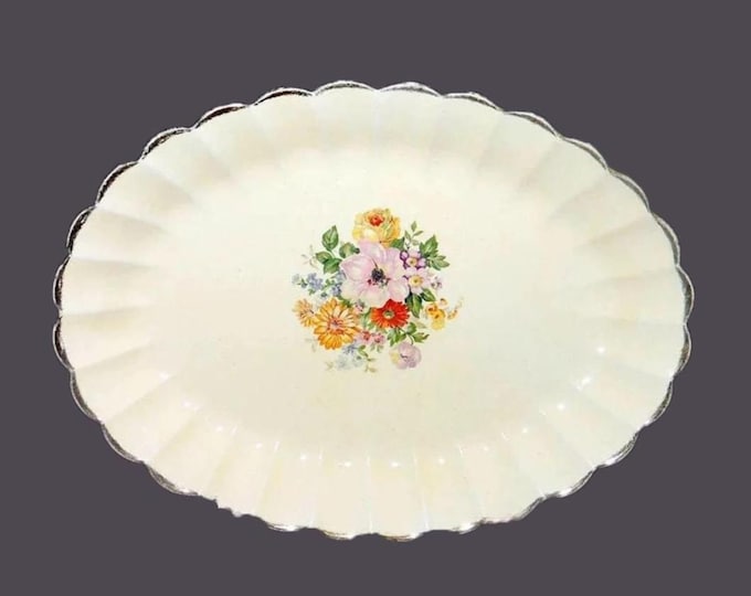 Sebring Dubarry large oval meat or turkey platter. Imperial Ware ironstone made in the USA. 18K gold trim.