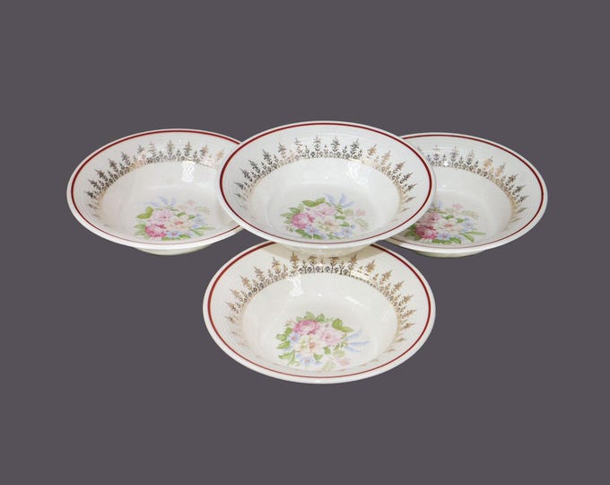Four Sebring | American Limoges Admiration rimmed cereal bowls made in USA.