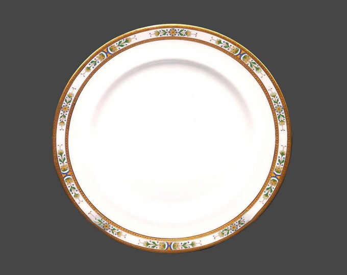 Antique Royal Doulton RA7733 | RA7946 numbered dinner plate. Encrusted gold bands. Bone china made in England.