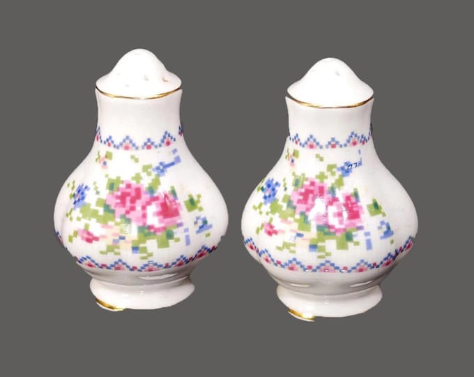 Vintage Royal Albert Petit Point salt and pepper shaker set made England.