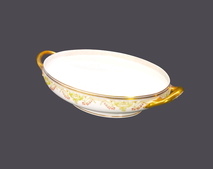 Antique Bawo & Dotter Elite Works Limoges BWD242 oval, handled serving bowl made in France. Gold wear (see below).
