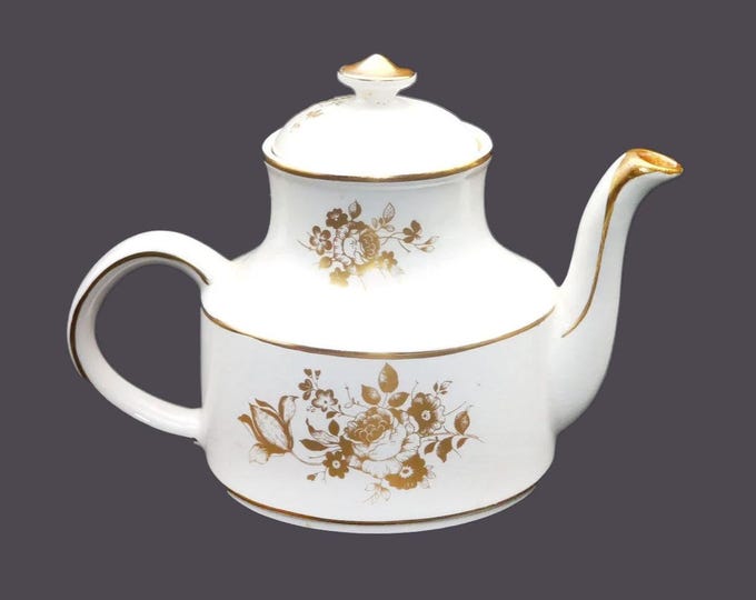 Arthur Wood 5325 four-cup teapot. Gold roses. Made in England.