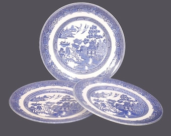 Vintage Johnson Brothers Willow salad plates, England. Set of 3.
