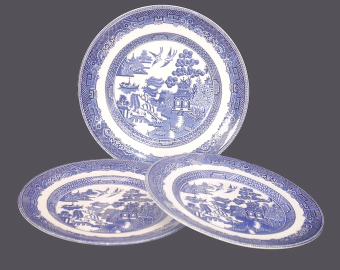 Vintage Johnson Brothers Willow salad plates, England. Set of 3.