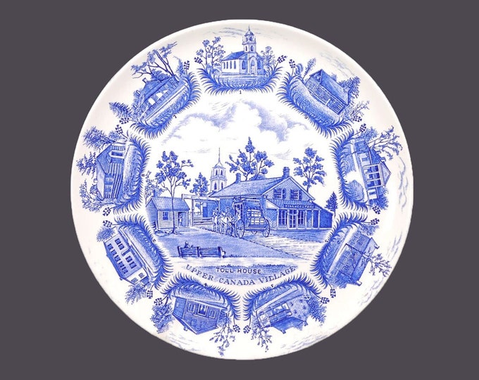 William Adams Upper Canada Village The Toll House decorative blue-and-white souvenir plate. Real English Ironstone made in England.