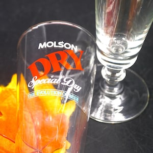 Vintage Molson&#39;s Dry Pilsner Glasses: Etched Beer Glasses, Set of 2
