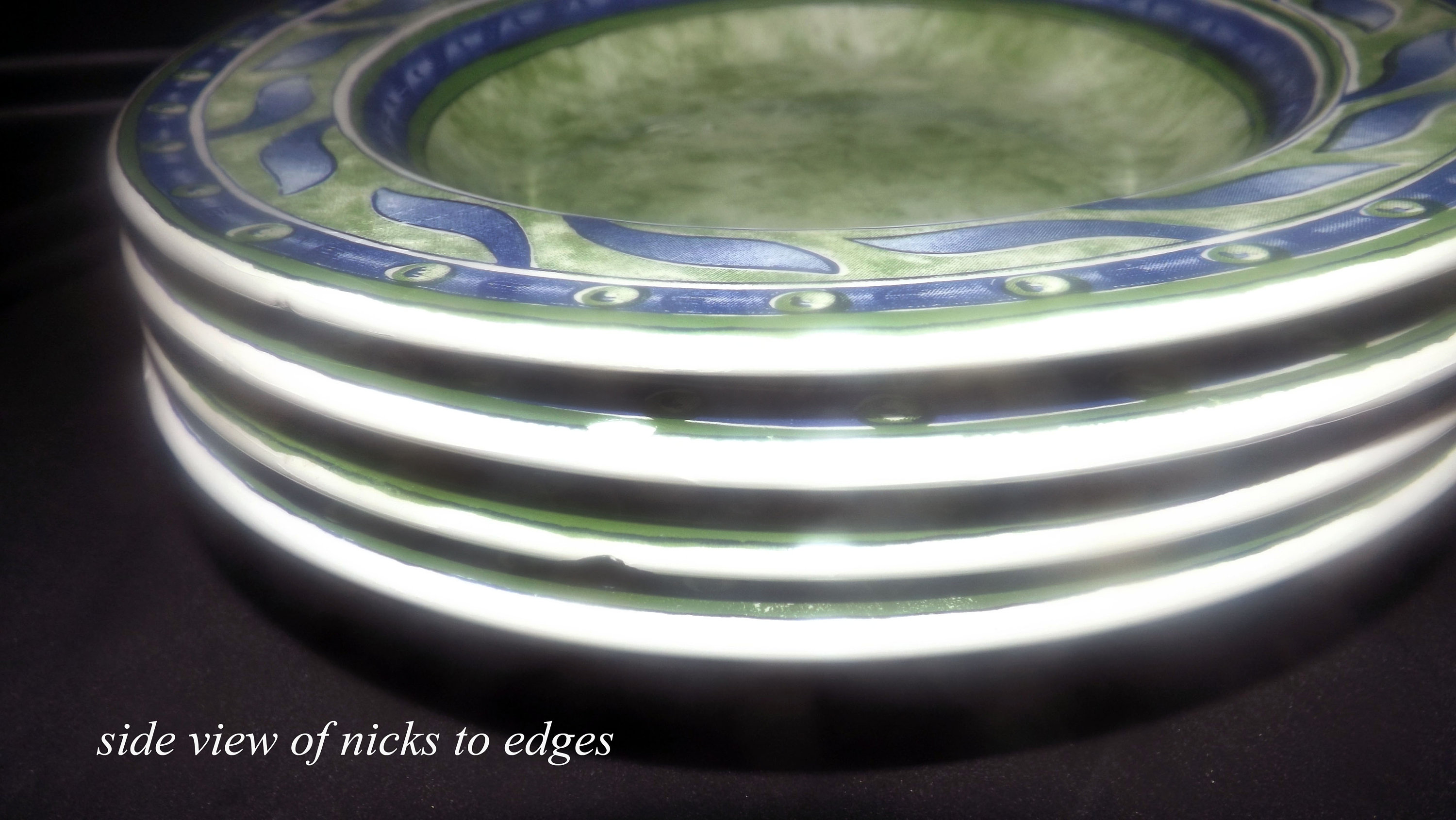 Set of four vintage Ceramica Quadrifoglio Versailles rimmed soup or individual pasta bowls. Made