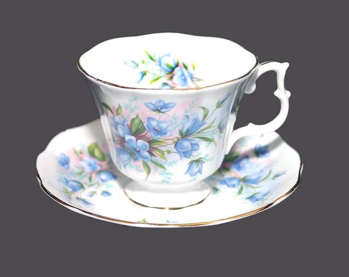 Royal Albert Bluebells and Forget Me Nots cup and saucer set. Bone china made in England. Flaw (see below).