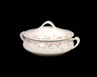 Antique art-nouveau period Grimwades Upper Hanley Pottery Bridal Rose E93 covered, handled serving bowl made in England. Flaws (see below).