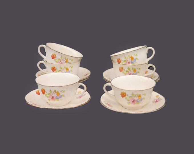Pair of Alfred Meakin Dronfield cup and saucer sets made in England. Sets sold in pairs only.