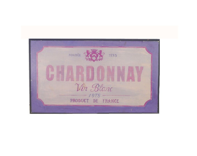 French Chardonnay Vin Blanc wooden wine bar sign | plaque ready for hanging.