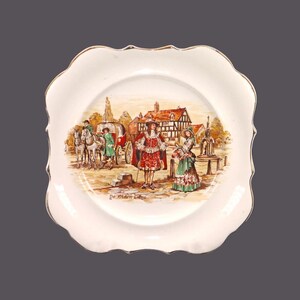 Vintage Lancaster Sandland Ye Olden Days square salad plate made England.