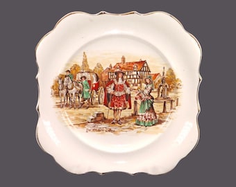 Vintage Lancaster Sandland Ye Olden Days square salad plate made England.