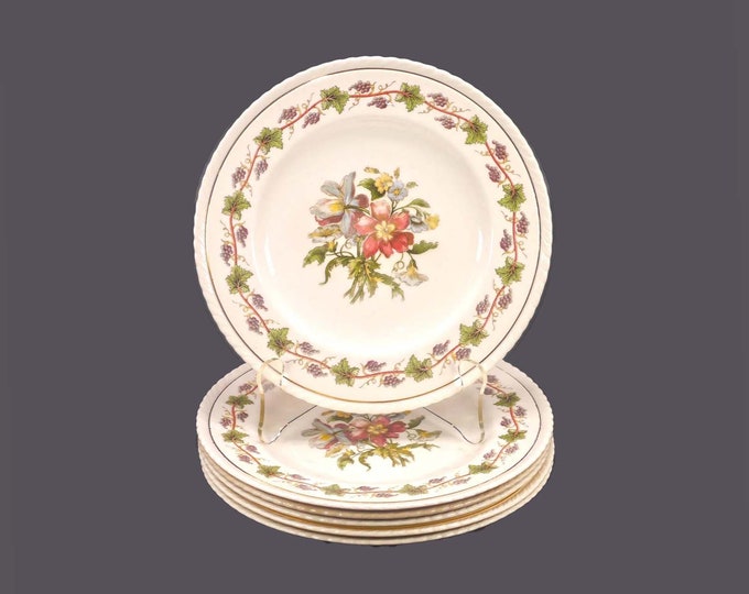 Six antique Crown Ducal Riviera salad plates made in England. Flaws (see below).