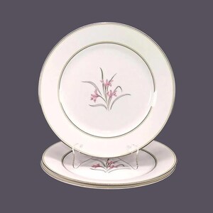 Three Noritake Kent 5422 dinner plates made in Japan.