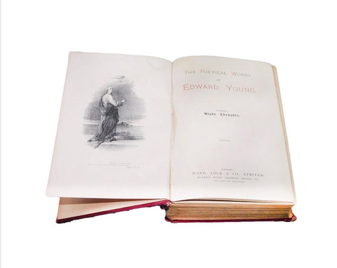 Antiquarian Victorian era (1890s) hardcover poetry book. The Poetical Works of (Edward) Young. Ward Lock London. Complete.