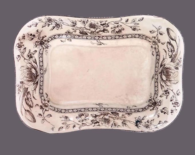 Antique Royal Doulton Oxford Brown Transferware Platter | 1880s England