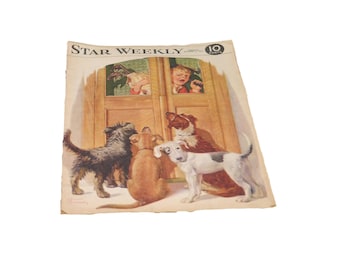 MCM Star Weekly Magazine 1945: Dogs & Boy Cover Art by Russell Sambrook