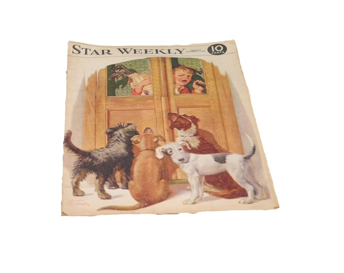 October 6 1945 Star Weekly | Toronto Star magazine after WWII issue. Dogs, boy cover by artist Russell Sambrook