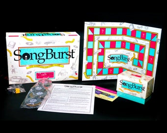 Song Burst Music of the 50s and 60s music trivia board game published by Hersch & Co. Complete.