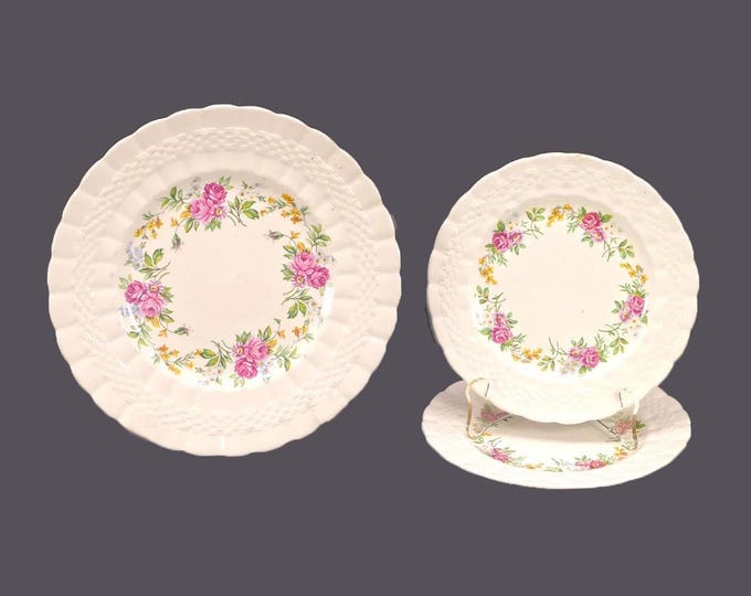 Three Simpsons Potters Finsbury plates. Two bread, one salad plate. Solian Ware made in England.