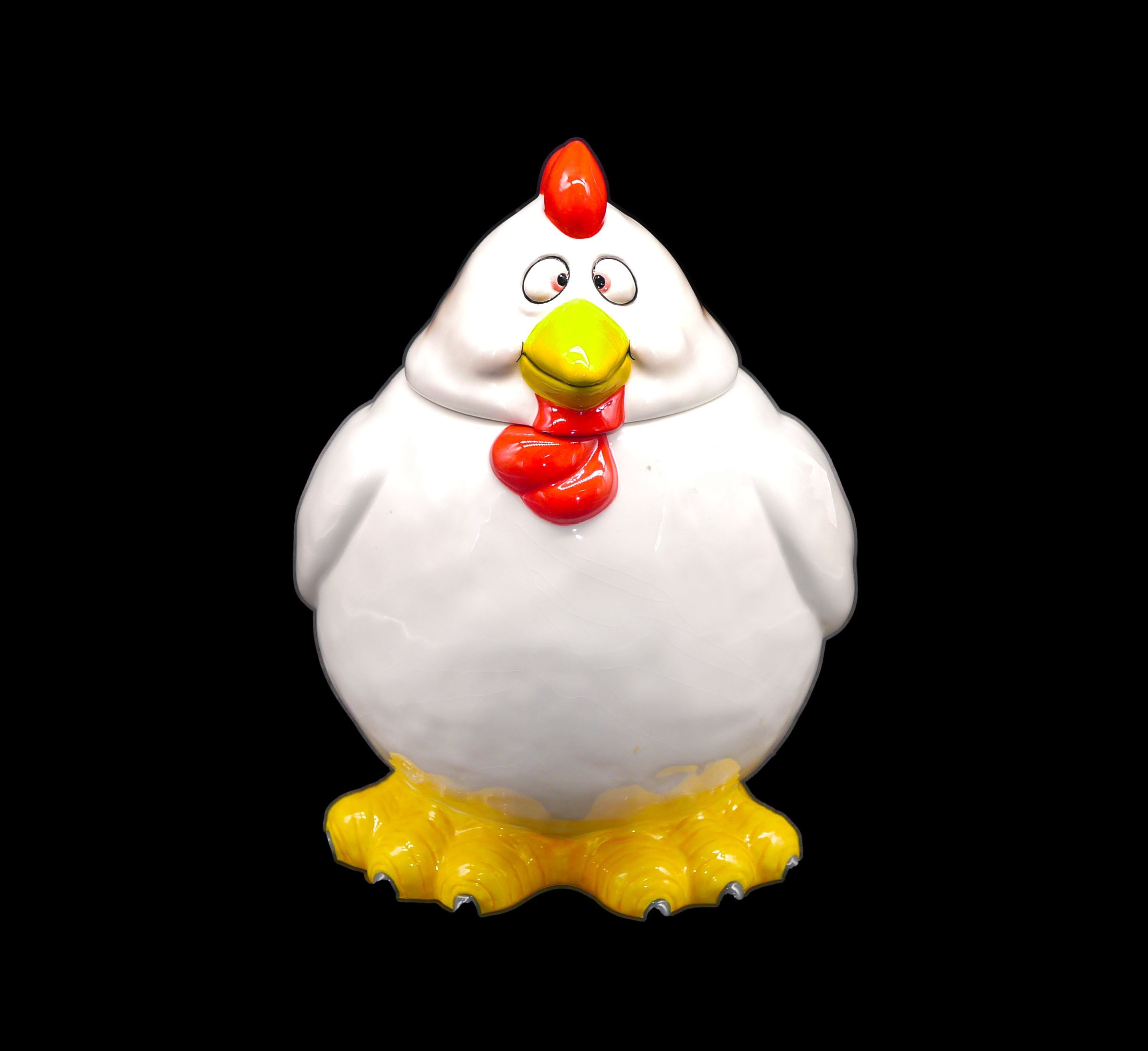 Ganz Bella Casa cross-eyed chicken cookie jar. Flaws (see below).