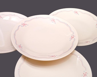 Four Corelle Corningware English Breakfast bread plates made in USA.