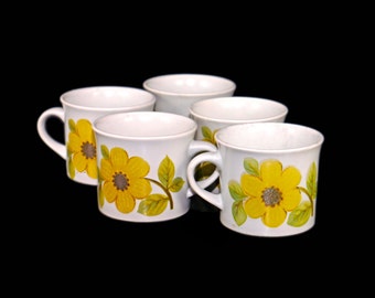 Five Royal Doulton Summer Days LS1002 stoneware coffee or tea cups only. Lambethware Stoneware made in England.