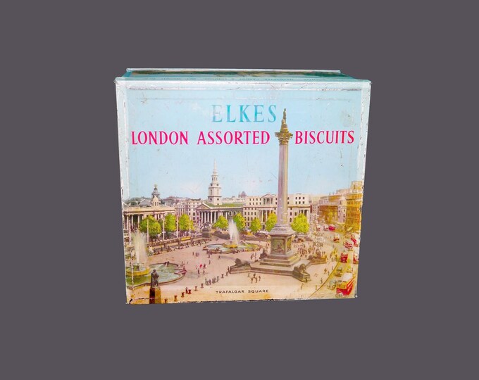 Elke's London Assorted Biscuits British Landmarks square tin made in England.