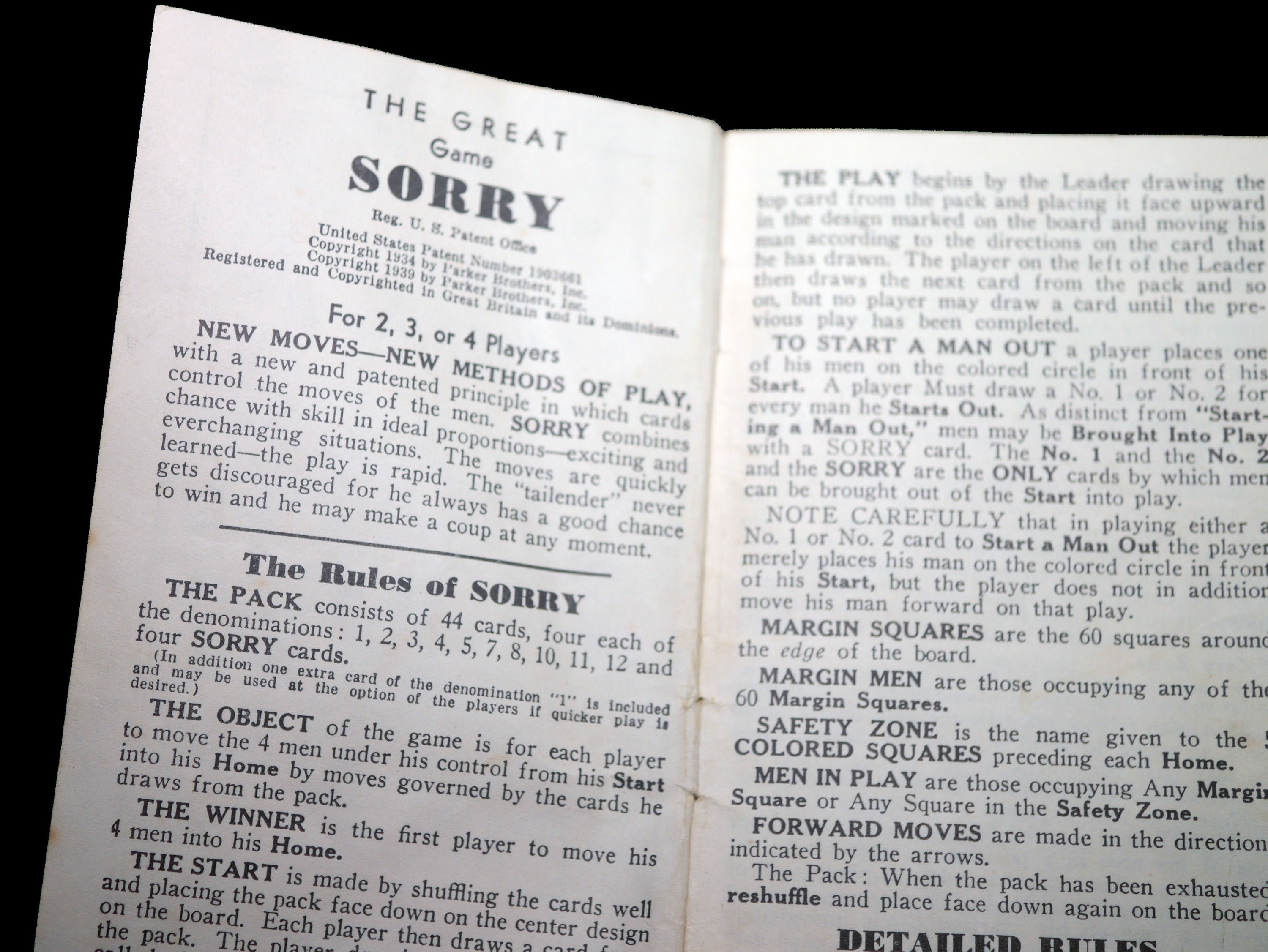 Mid Century 1958 Sorry Board Game Published By Parker Brothers Complete With Instructions Made In Usa