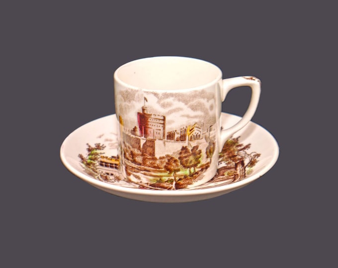 Johnson Brothers Haddon Hall Multicolor transferware demitasse set | espresso set made in England. Flaw (see below).