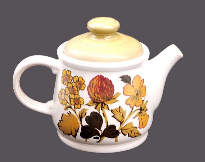 Vintage Sadler Clover four-cup stoneware teapot. Fall botanicals. Made in England.